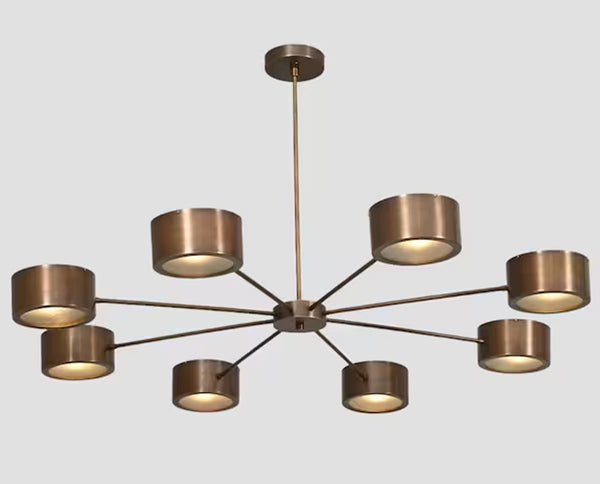 8 Light Stilnovo Balance Glass Raw Brass chandelier