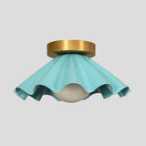 Flush mount Ceiling Light Italian Brass Blue Pendant