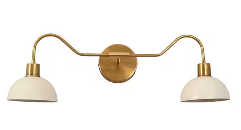 2 Light Vanity Wall Sconce Mid Century Brass