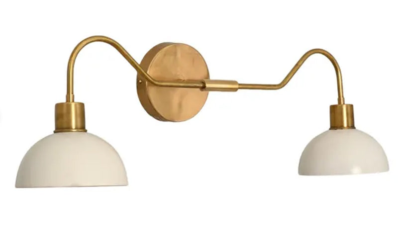 2 Light Vanity Wall Sconce Mid Century Brass