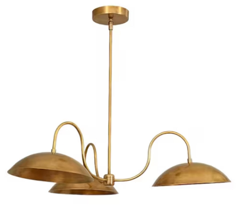 3 Light Curved Shades Pendant Mid Century Modern