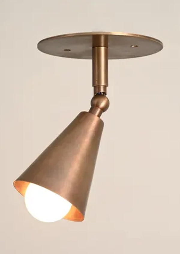 1 Light Cone Spot Mid Century Brass Sputnik