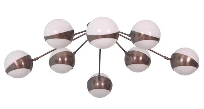 8 Light Cut Shade Globe Mid Century Brass Sputnik