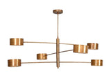 6 Light Stilnovo Balance Glass Raw Brass chandelier