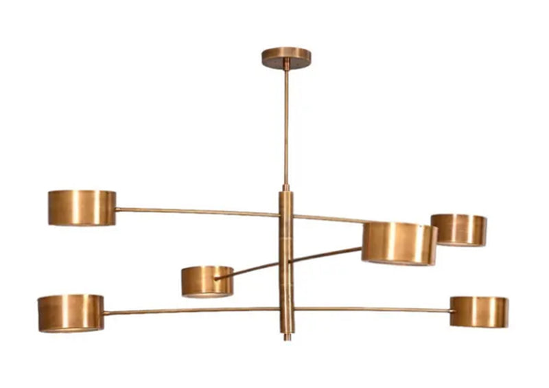 6 Light Stilnovo Balance Glass Raw Brass chandelier