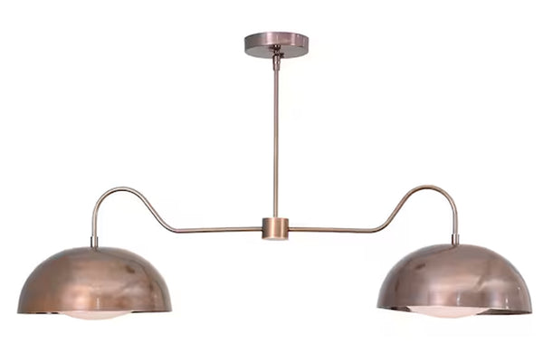 2 Light Shade Style Raw Brass Chandelier Light Fixture