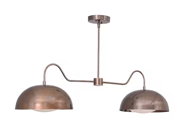 2 Light Shade Style Raw Brass Chandelier Light Fixture