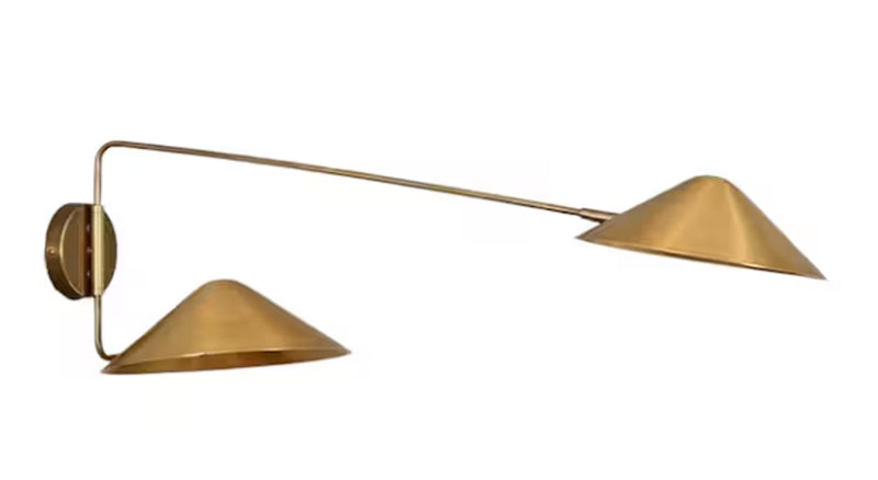 2 Arm Wall Mid Century Modern Raw Brass Sputnik