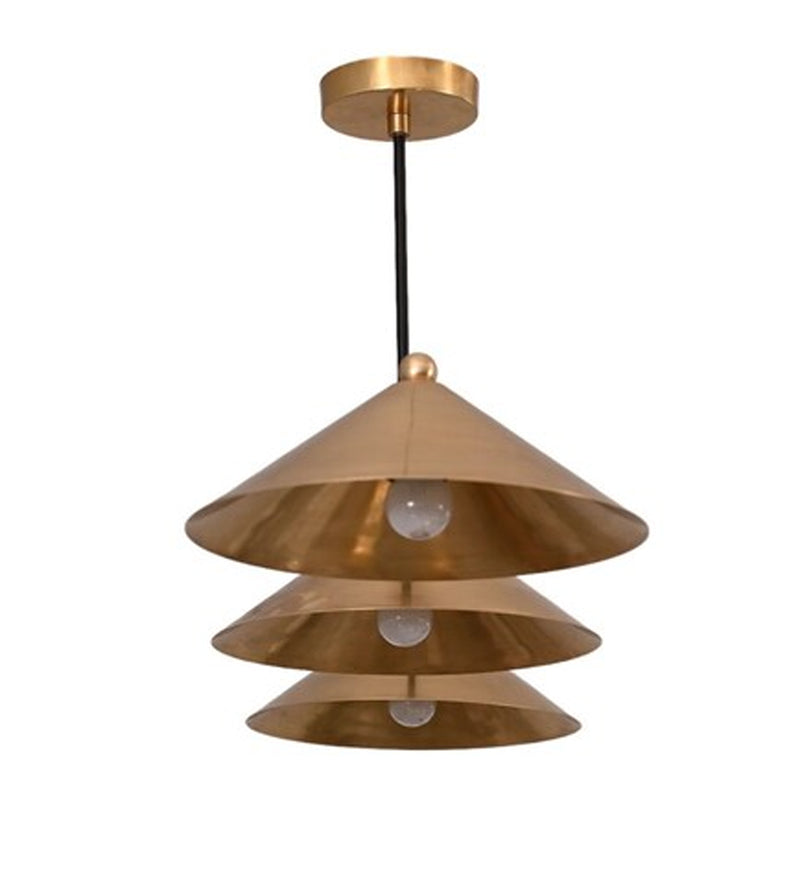 3 Light Pendant Mid Century Modern Raw Brass