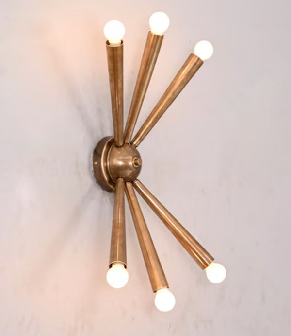 6 Armed Ceiling/Wall Light Modern Raw Brass Sputnik