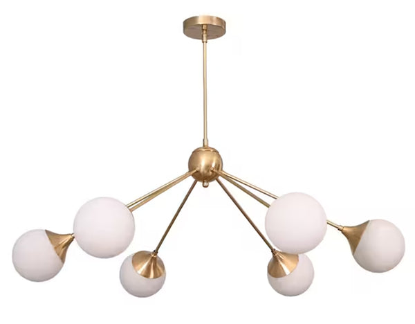 6 Light Globe Mid Century Brass Sputnik chandelier