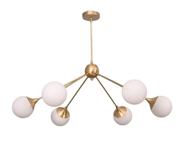 6 Light Globe Mid Century Brass Sputnik chandelier