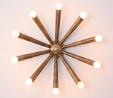 10 Armed Ceiling/Wall Light Modern Raw Brass Sputnik