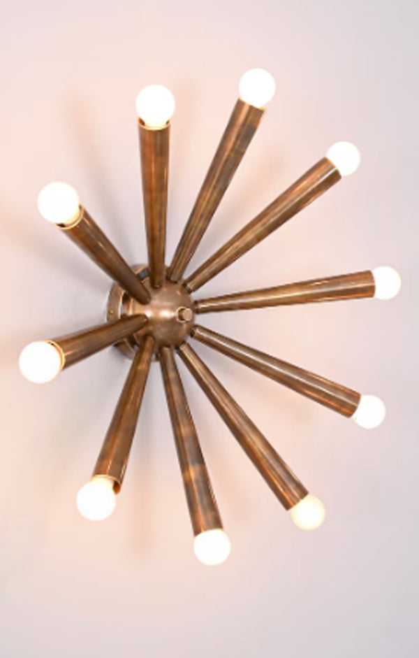 10 Armed Ceiling/Wall Light Modern Raw Brass Sputnik