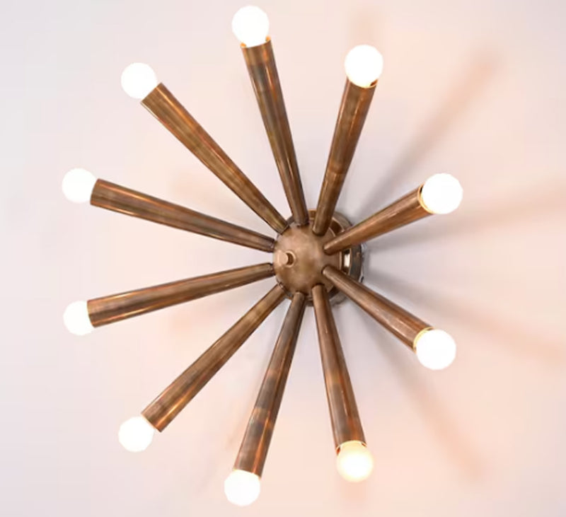 10 Armed Ceiling/Wall Light Modern Raw Brass Sputnik