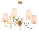 6 Light Art Deco Raw Brass chandelier light Fixture