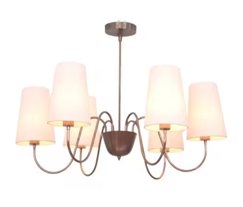 6 Light Art Deco Raw Brass chandelier light Fixture