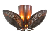 3 Light Curved Perforated Shades Semi Flush Mid