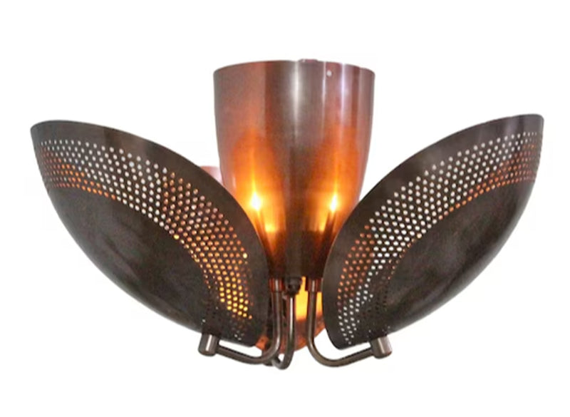 3 Light Curved Perforated Shades Semi Flush Mid