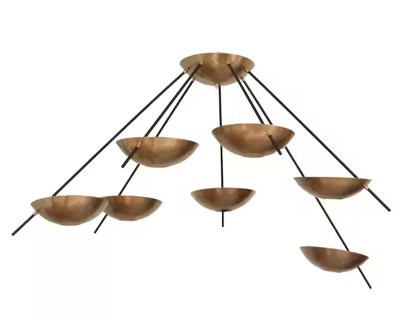 7 Light Dome Semi-flushed Mid Century Modern Raw