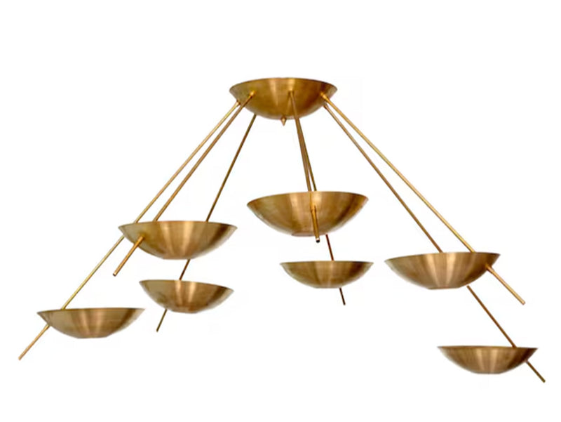 7 Light Dome Semi-flushed Mid Century Modern Raw