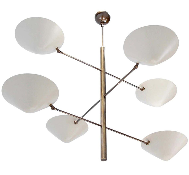 5 Balanced Arms Disk Shade Brass Chandelier