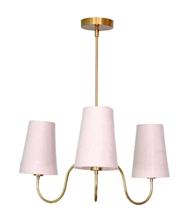 3 Light Art Deco Raw Brass chandelier light Fixture