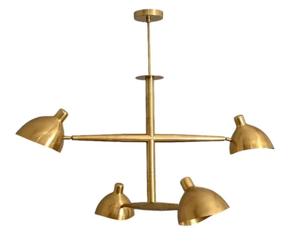 4 Light Vintage Raw Brass Sputnik chandelier light