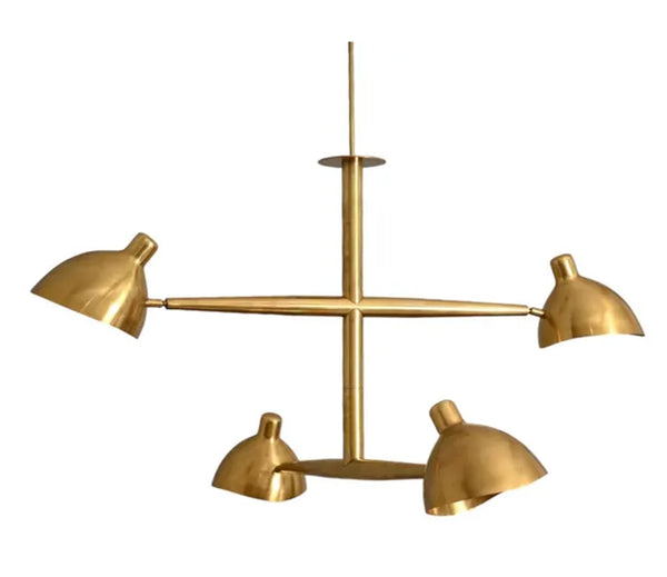 4 Light Vintage Raw Brass Sputnik chandelier light