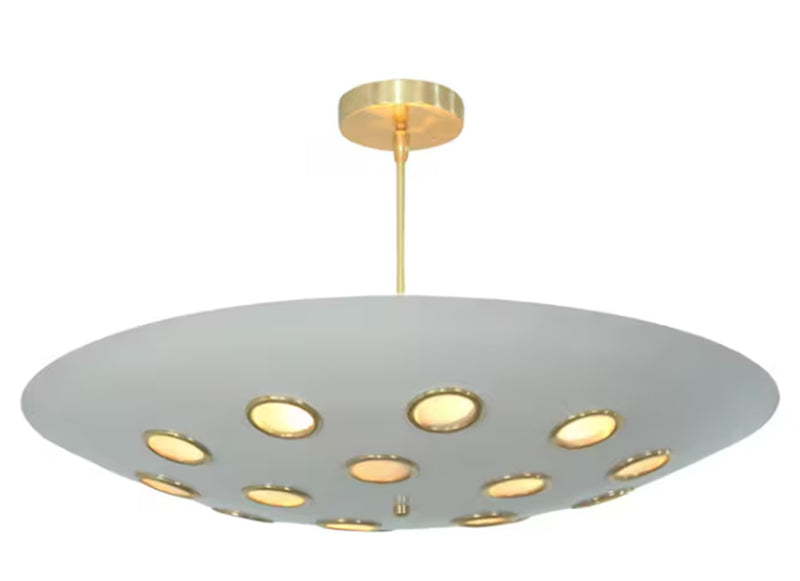 6 Light Indented Brass Circles Ceiling Flushmount light