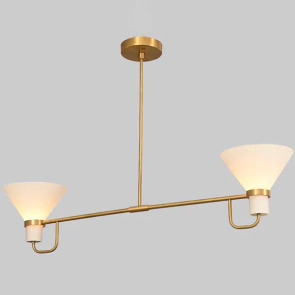 2 Light Glass Cone Contemporary Style Raw Brass