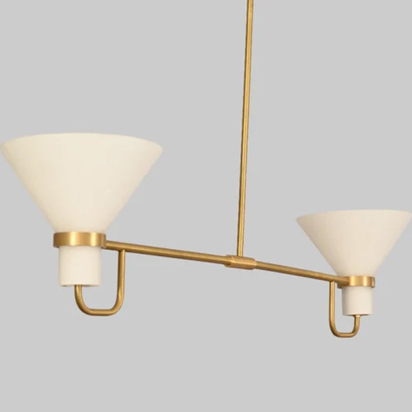 2 Light Glass Cone Contemporary Style Raw Brass