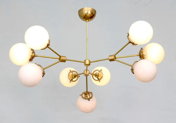 9 Light Globe Mid Century Brass Sputnik chandelier