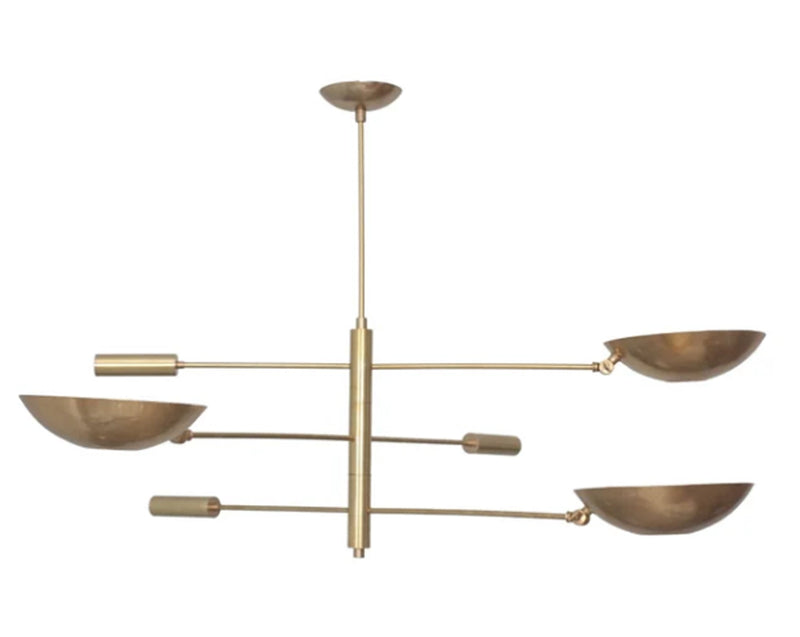 3 Light Pendant Mid Century Modern Raw Brass