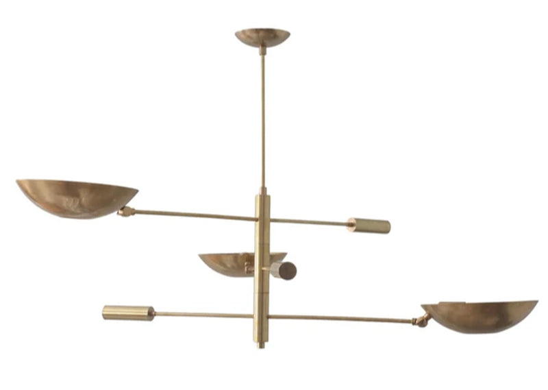 3 Light Pendant Mid Century Modern Raw Brass