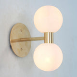 2 Light Globe Wall Mid Century Raw Brass Sputnik