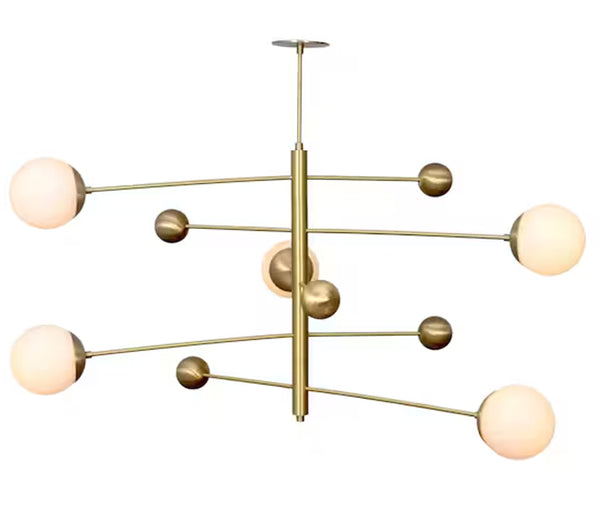 5 Light Globe Mid Century Brass Sputnik chandelier