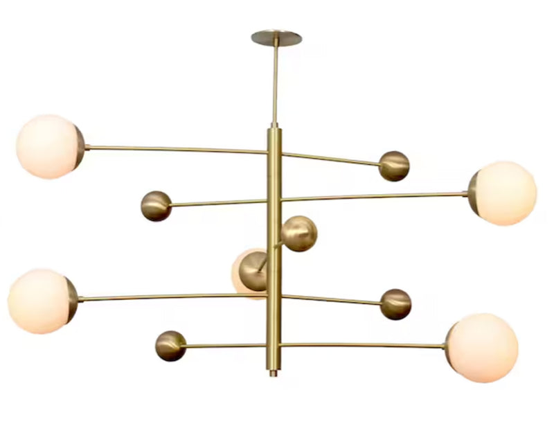 5 Light Globe Mid Century Brass Sputnik chandelier