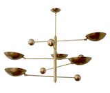 5 Light Pendant Mid Century Modern Raw Brass