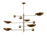 5 Light Pendant Mid Century Modern Raw Brass