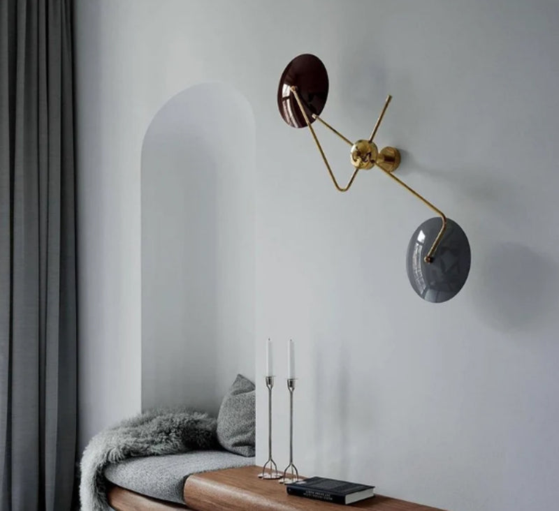 2 Armed Wall Light Modern Brushed Brass Sputnik