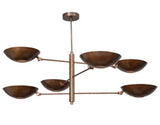 6 Light Pendant Mid Century Modern Raw Brass