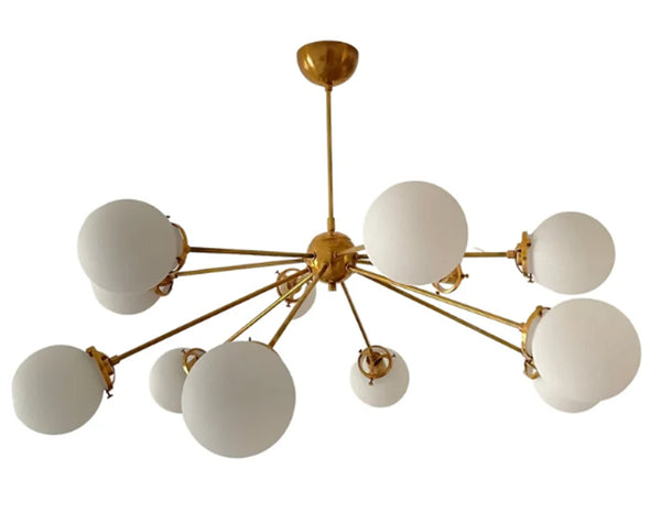 12 Light Globe Mid Century Brass Sputnik chandelier