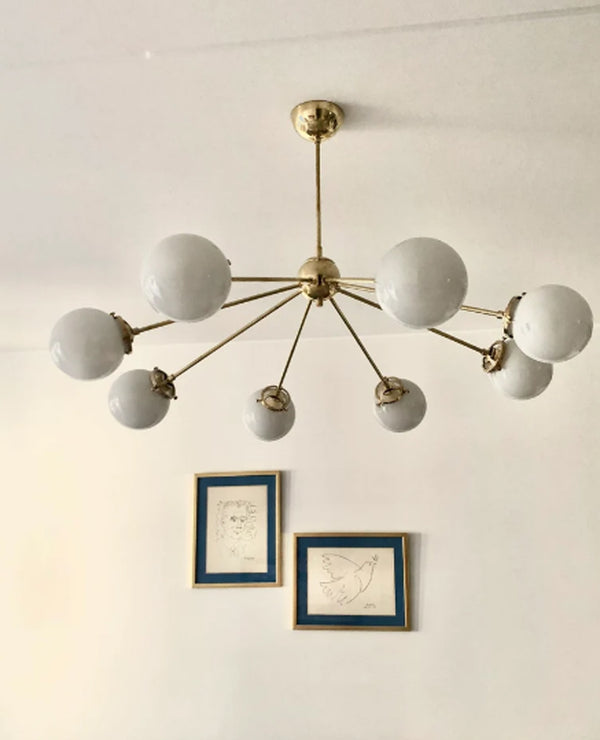 8 Light Globe Mid Century Brass Sputnik chandelier