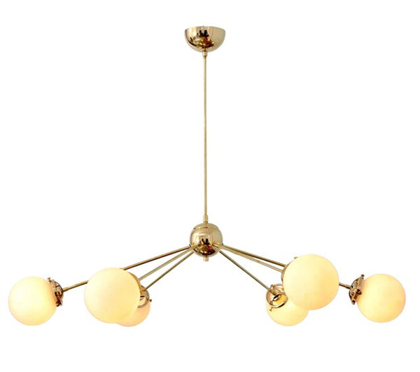 6 Light Globe Mid Century Brass Sputnik chandelier