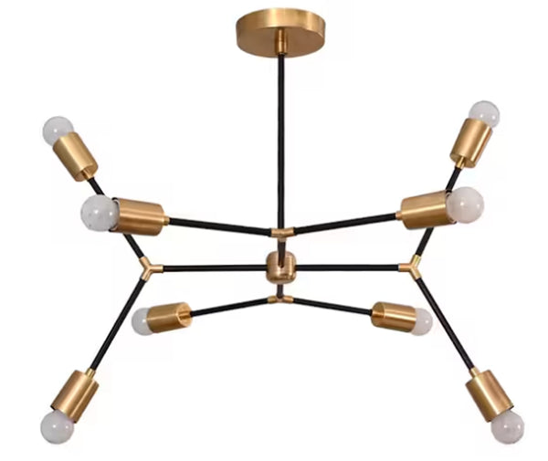 8 Light Mid Century Brass Sputnik chandelier light