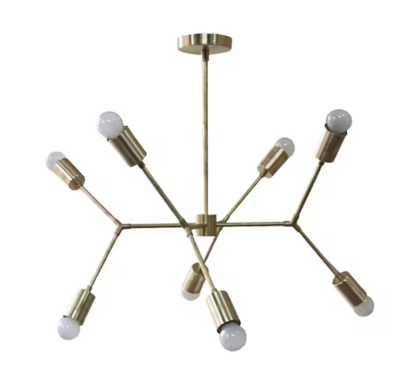 8 Light Mid Century Brass Sputnik chandelier light