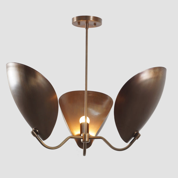 3 Curved Disk Shade Chandelier