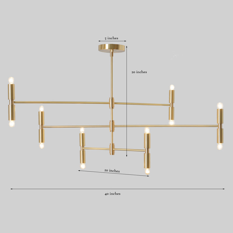 12 Arm Large Sputnik Linear Chandelier