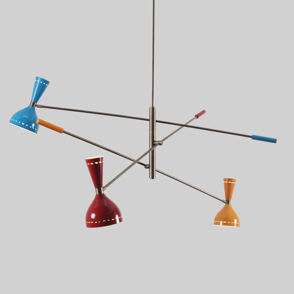 Diabolo 3 Arm Chandelier In Style Of Stilnovo